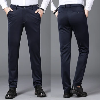 Pantaloni maschili Stretch Solid Black Smart Casual pantaloni da uomo Office Quick Dry Suit Pants New Spring Autumn pantaloni dritti coreani 1