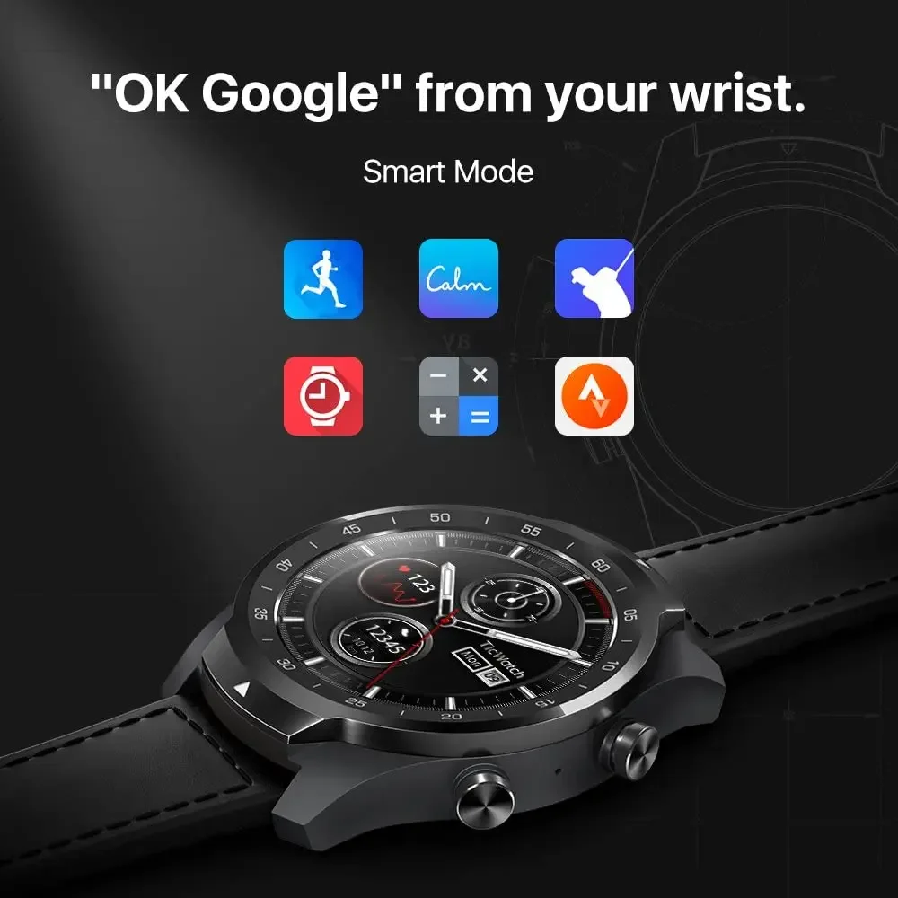 Ticwatch Pro  OS 512M ð, iOS ȵ̵,  ÷,  ,  GPS, IP68  ÷ 