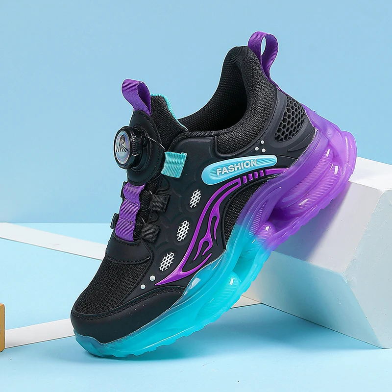 أحذية رياضية للأطفال، أحذية مدرسية عصرية للأولاد، أحذية مشي خفيفة الوزن ذات مشبك دوار وشبكة مانعة للانزلاق للاستخدام اليومي والخارجي