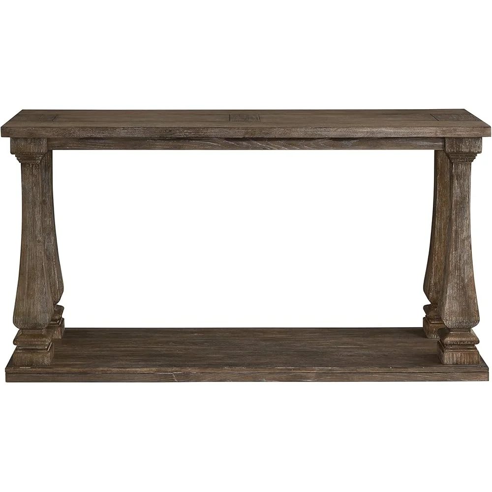 Vintage Console Table Elm Wood Weathered Finish Entryway Furniture Easy Assembly Living Room Accent Piece 4