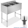 GRIDMANN 3 Compartment Stainless Steel Bar Sink, NSF Commercial Kitchen Underbar Sink with 10" L x 14" W x 10" D Bowls 2
