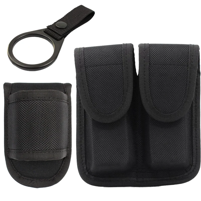 Bolsa de revista tática dupla para Glock 17 19, Beretta 92f H & K Coelho, Suporte Baton, D/C Celular Lanterna Anel Suporte para Cinto de Serviço