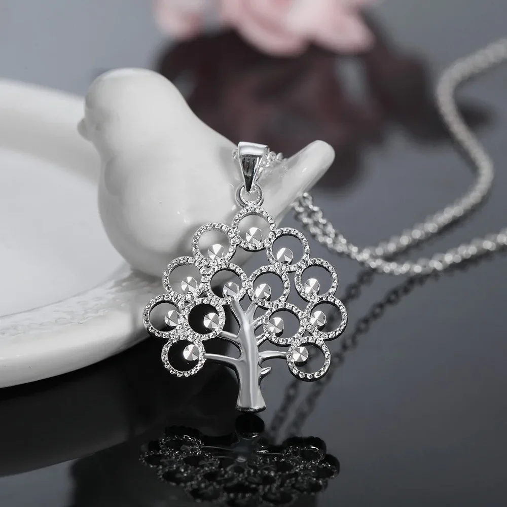 Pendant Necklace 45cm 925 Sterling Silver fine tree For Women Fashion charms Christmas gifts party Wedding Jewelry
