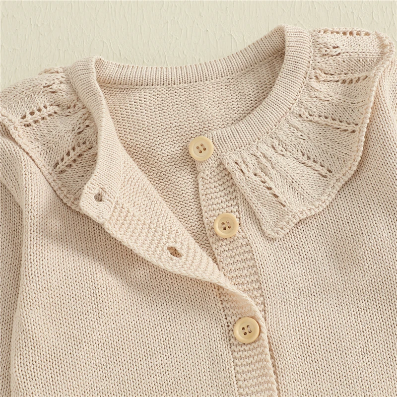 솔리드 컬러 러플 여아 스웨터 2025 가을 겨울 따뜻한   여자 가디건 스웨터 코튼 니트 아동 아우터 코트