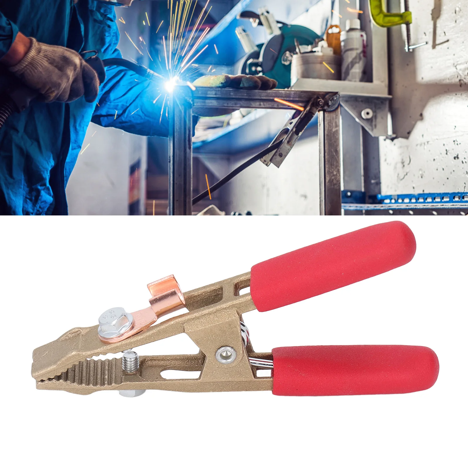 Welding Mask Haapeury A Shape Earth Wire Clamp Brass Grounding Work Electric Argon Arc Welding Pliers 260A For Power Manufacturing (red Cover) I.156053749 Chop Saw