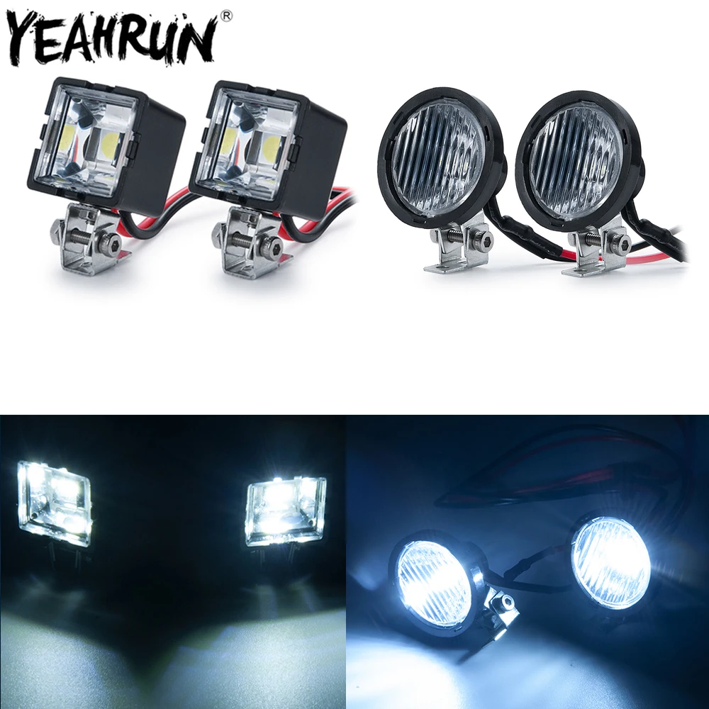 

YEAHRUN RC Car 2LED Lights Spotlight Headlights For 1/8 1/10 Axial SCX10 90046 TRX4 CC01 D90 TF2 Redcat DIY Parts