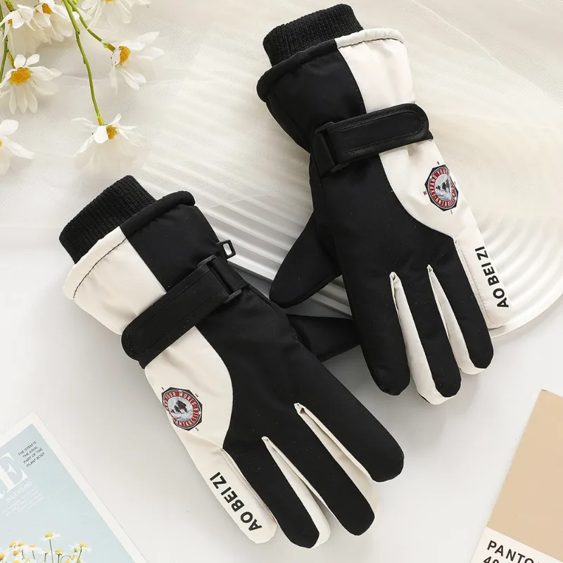 Women Winter Keep Warm Touch Screen Waterproof Anti Slip Thickened Outdoor Sports Ski Gloves Add Velvet Cycling