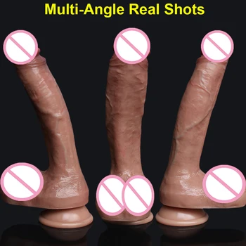 Realistic Dildo Dick Shop Soft Giant Phallus Cheap Sex Toys Butt Plug With Big Suction Cup Adults Strapon Masturbators For Women 3