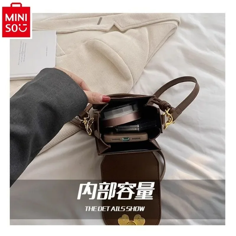 MINISO Disney Mickey Fashion Trendy One Shoulder Crossbody Bag Student High Quality Sweet Versatile Storage Phone Bag