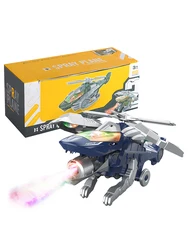 Voiture dinosaure transformable à LED, Jet de transformation, jouets, Dino automatique, brouillard de voiture, lumière de musique, cadeaux pour enfants 