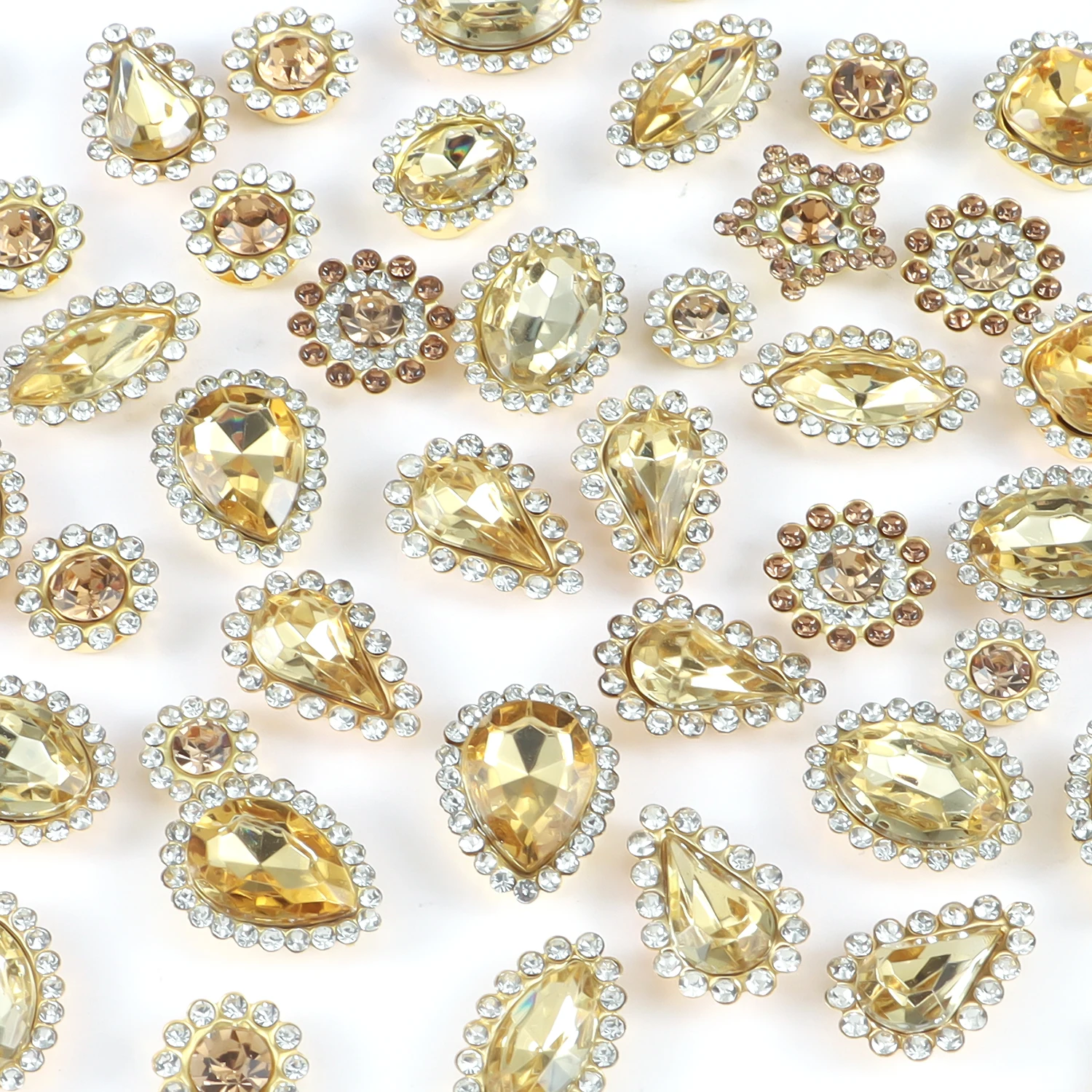 50pcs/lot Silver Claw Setting Glass Rhinestone Mixed Shape Sew On Crystal Stone Diamond for Wedding Dress Shoes Bags DIY Trim