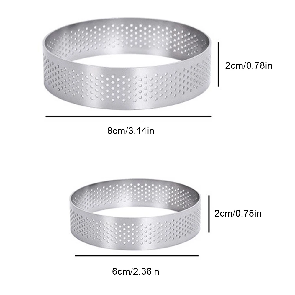 Tart Ring Stainless Steel Tartlet Mold Circle Cutter Pie Ring Heat-Resistant Perforated Cake Mousse Molds Tart Pastry cake mold