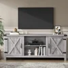 Modern Farmhouse TV Stand with Two Barn Doors and Storage Cabinets for Televisions up to 65 Inch Entertainment Center 4