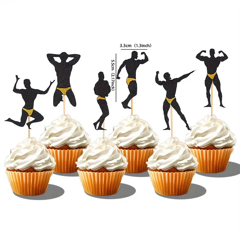 12pcs Bachelorette Party Cupcake Toppers Male Dancers Strippers Dessert Cupcake Picks Hen Night Party Cake Decoration Supplies