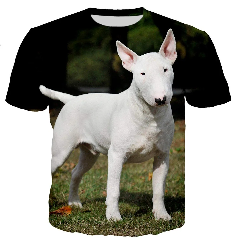 Funny Bull Terrier 3d Print Cute Dog Pattern Men Ladies Kids Haruku T Shirt Street Breathable Lightweight Summer Sports989_voghion.com