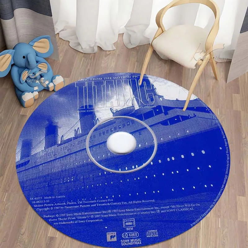 Movie CD Rug DVD Carpet Creative Round Mat Circle Bath Mat Gift Souvenier Home Decoration Rugs for Kitchen Bedroom Living Room 6