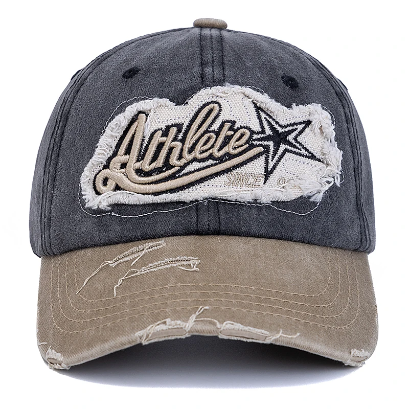New Style Unisex Baseball Cap ATHLETE Letter Star Embroidery Dad Hat Women Men Outdoor Washed Cotton Cap
