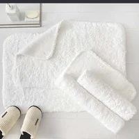 Cotton Bath Mat Hotel Home Long Plush Feet Towel Rugs Thick Anti Slip Bathroom Carpet White Doormat Water Absorbent Floor Mats 2