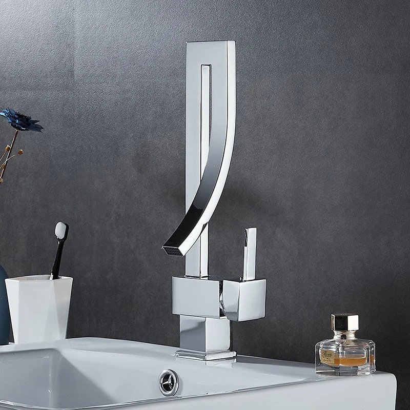 Brass Bathroom Square Basin Faucet Sink Mixer Tap Deck Mounted Hot And Cold Sink Mixer Tap Faucet Basin Faucet