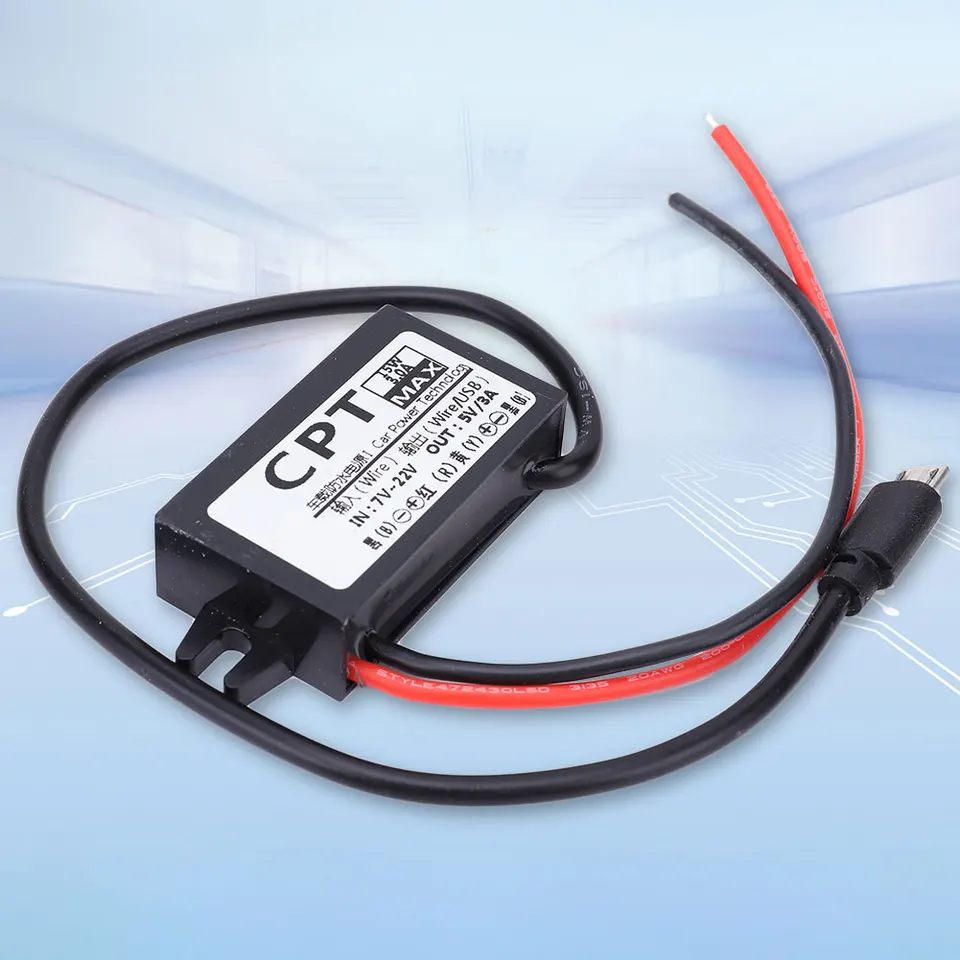 12V to 5V 3A Waterproof Car Power Converter