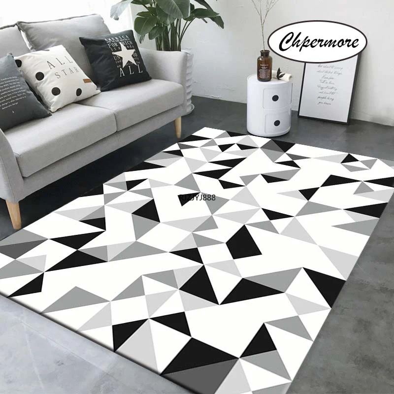 

Nordic Black and White Simple Large Carpet Feather Decoration Tatami Floor Mat Bedroom Home Living Room Carpet Yoga Fitness Mat
