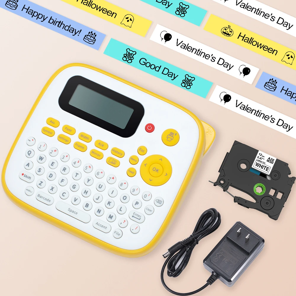 Portable Label Maker Phomemo D210S Compatible for Brother Label Tape for Home & Office Organizations QWERTY Keyboard AC Adapter