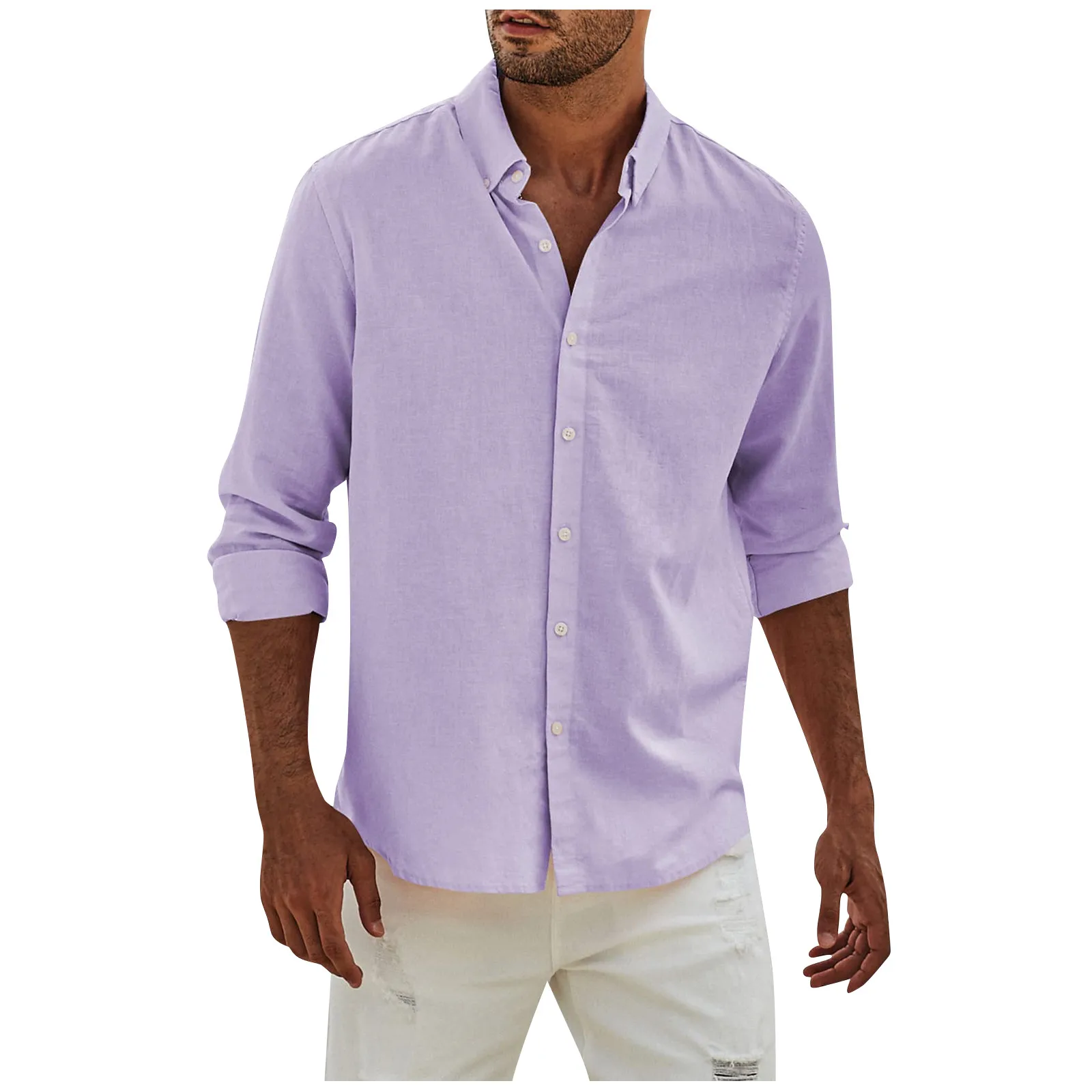 

Мужская Повседневная футболка на пуговицах, однотонная Модная приталенная футболка с длинными рукавами, Стандартный крой, топ на каждый день