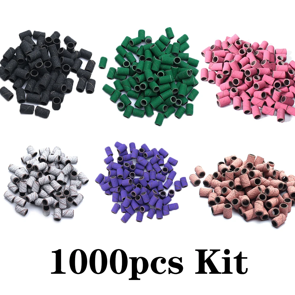 1000pcs Colored Electric Nail Machine Nail Drill Bits Sanding Bands Set for Nail Drill File Acrylic Nails Gel Removing Pedicure 1