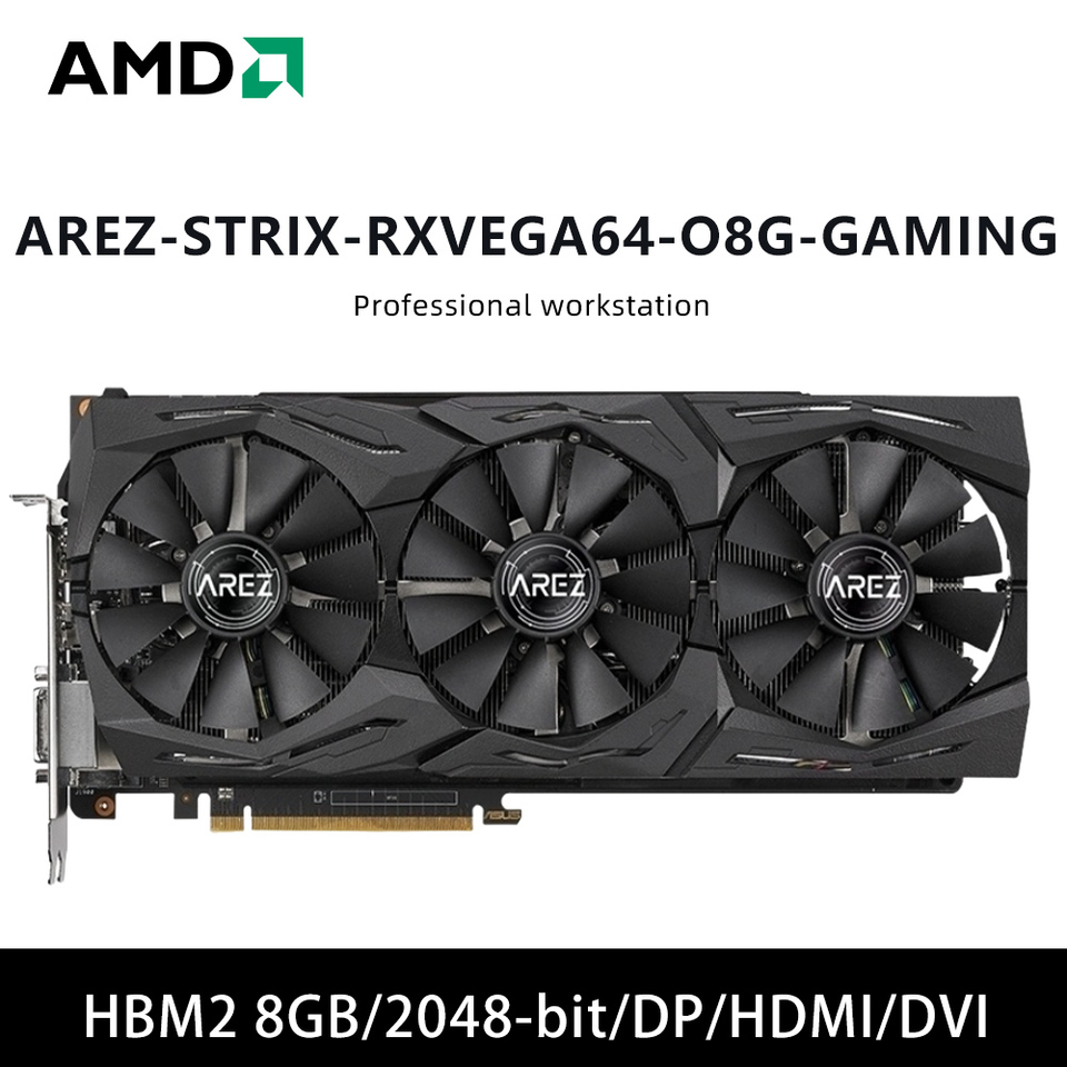 ASUS AREZ STRIX RXVEGA64 O8G GAMING HBM2 8GB 2048bit & ROG STRIX RX5700 O8G GAMING graphics card For HDMI DP DVI Triple Fans