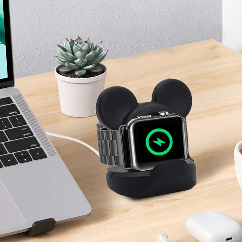 Desktop stand for Apple Watch Series 9 8 7 6 SE 5 and 4 iWatch silicone charger 45mm 44mm 42mm 41mm 40mm Watch charging stand