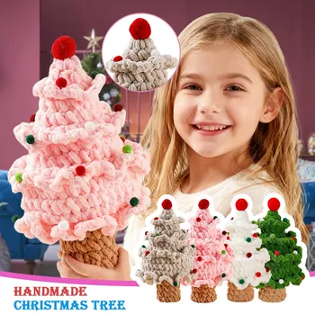 Handmade Knitted Christmas Tree Ornament Cute Handmade Woolen Weaving Small Christmas Tree Decor for Home,Table,and Gift Display