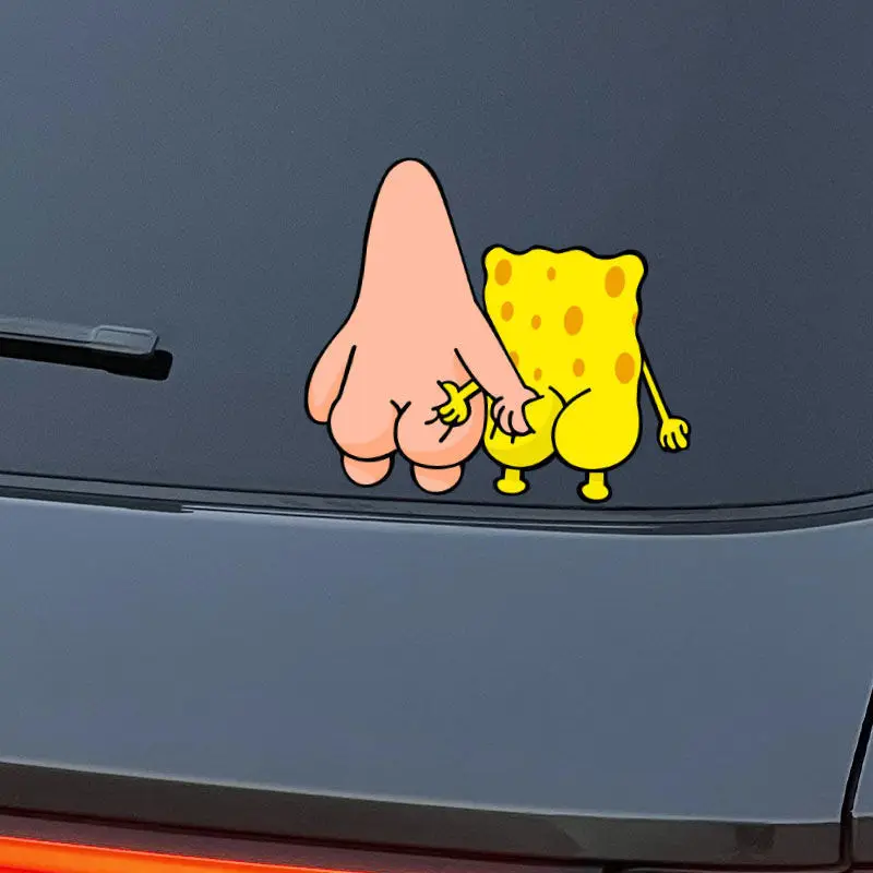SpongeBob SquarePants Car Stickers Cartoon Personalized Creative Electric Car Stickers Scratches Window Decoration Stickers 2