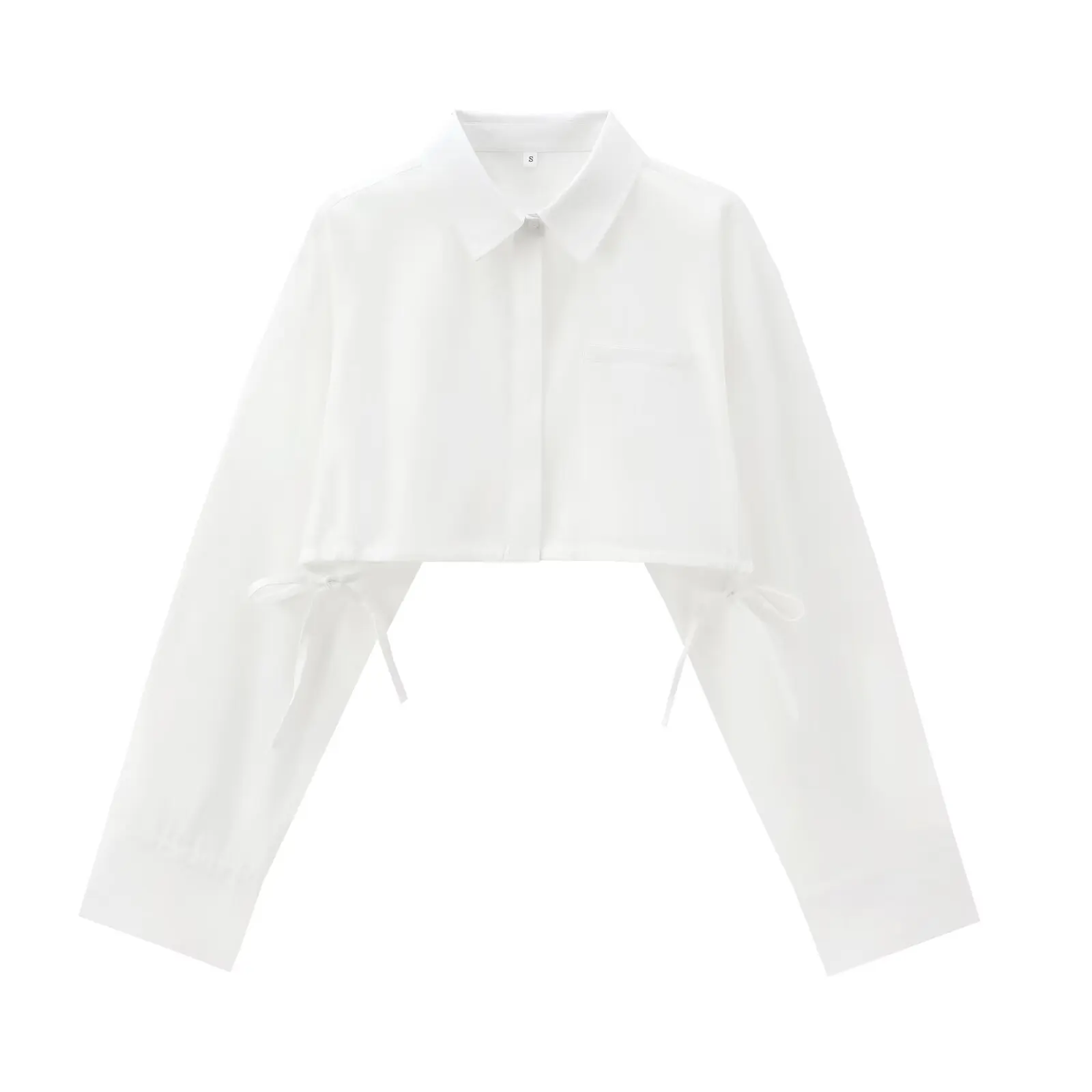 thumbnail image 1 of HH TRAF Camisa de mujer nueva moda de otoño sólida con detalle de cordón Camisas casuales elegantes de manga larga con un solo pecho para mujer, 1 of 4
