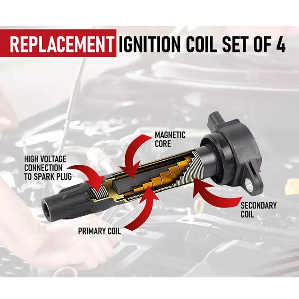 Carbole 4 Pack Ignition Coils and Iridium Spark Plugs For Jeep Dodge Chrysler 2.0L 2.4L