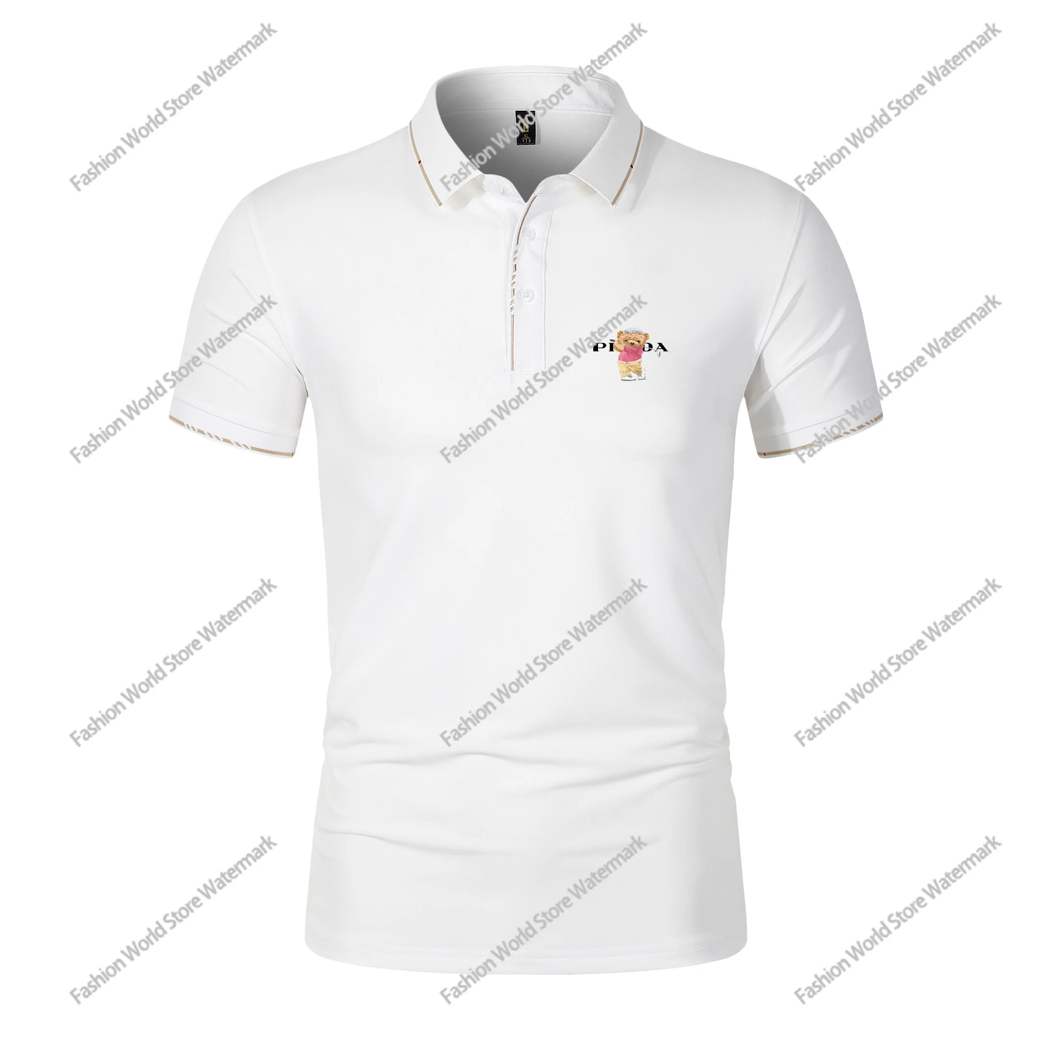 

2024 Summer Men's Golf High End Ice Silk Elastic Polo Shirt Luxury Quality Short Sleeve PRA Bear Brand Business Casual T-shirt