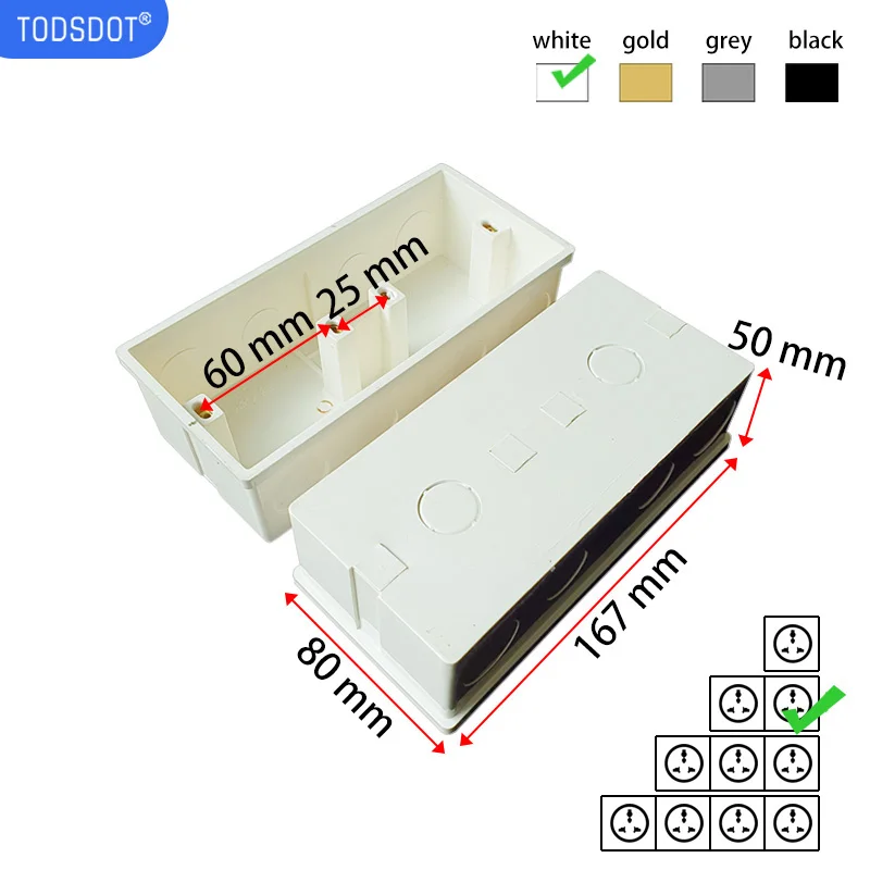 In der Wand untere Anschlussdose für Steckdose USB Multi Frame, Triple Dark Box Quad Back Box, Switch Box Flammhemmendes PVC Weiß – Detail 5