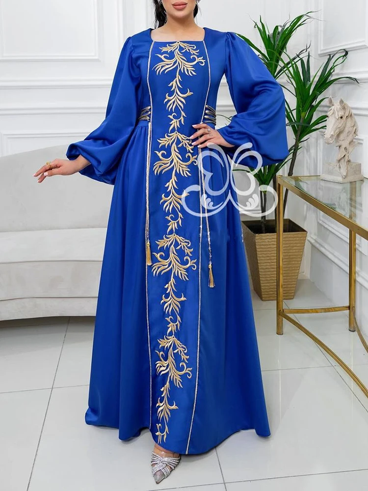 

Embroidery Muslim Women Long Robe Long Sleeve Ramadan Eid Dubai Abaya Jalabiya Kaftan Islamic Middle East Arabic