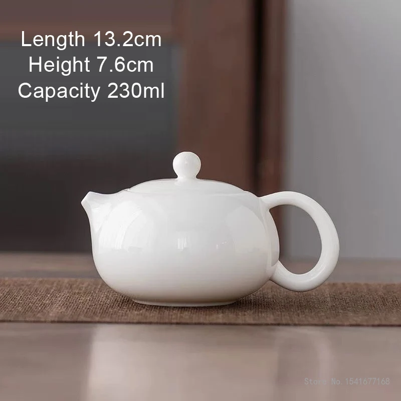 Chinese Sheep Fat Jade White Porcelain Teapot, Kongfu Ceramic, Jinglan Pot, Handmade Kongfu Tea Pots, New, 200ml, 220ml, 1Pc