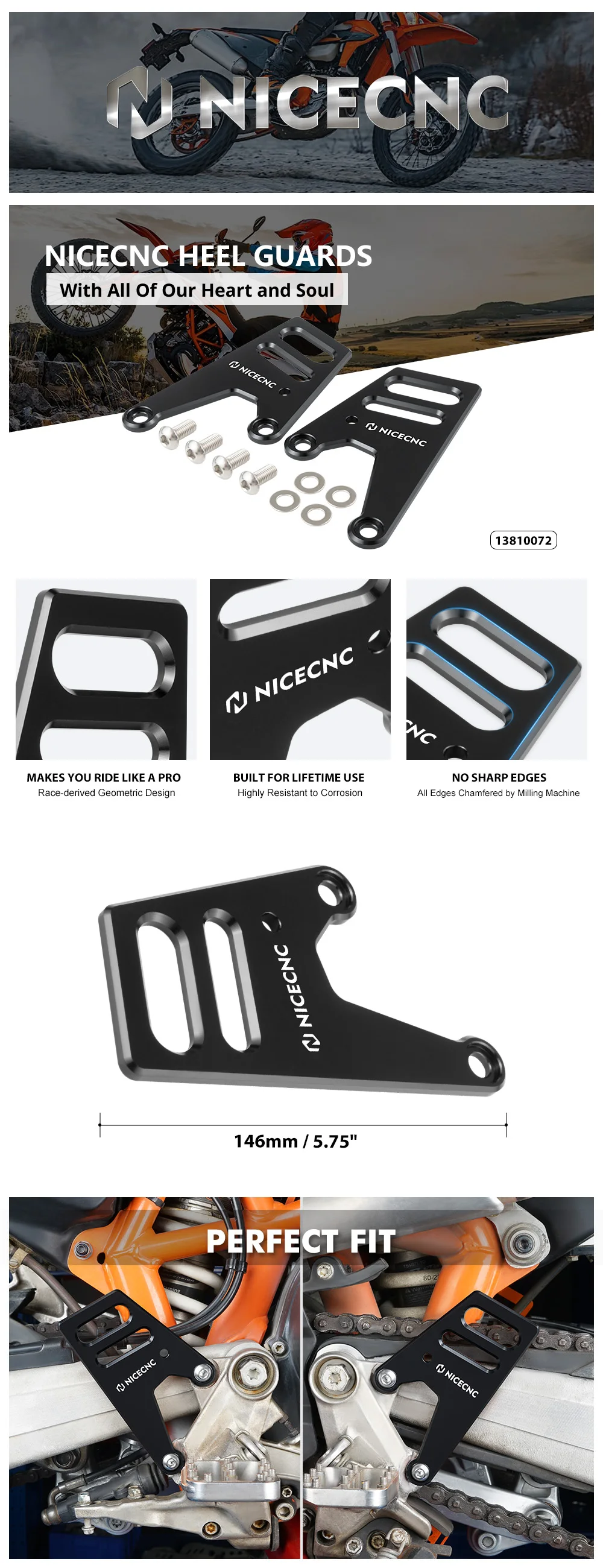 Für KTM 690 Enduro/R SMC/R 2008–2024, Fersenschutzabdeckung, geräuschlose Taschen, Montagehalterung, Husqvarna 701 2016–2023, GasGas ES/SM 700 – Detail 1