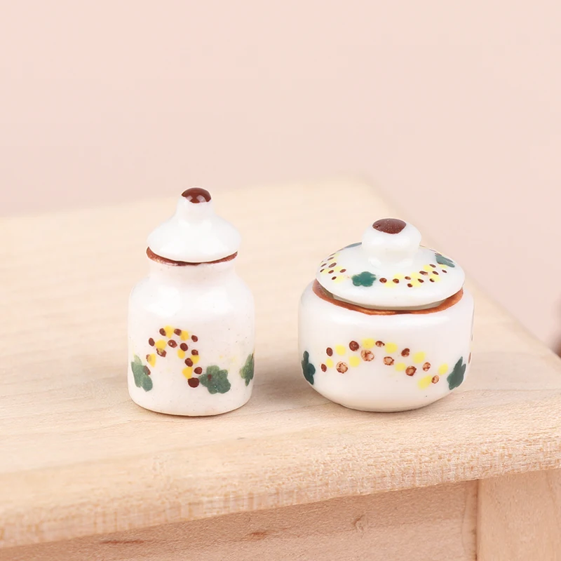 Dollhouse Miniature Ceramic Can Seasoning Can Storage Jar Kitchen Model Decor Toy Doll House Accessories