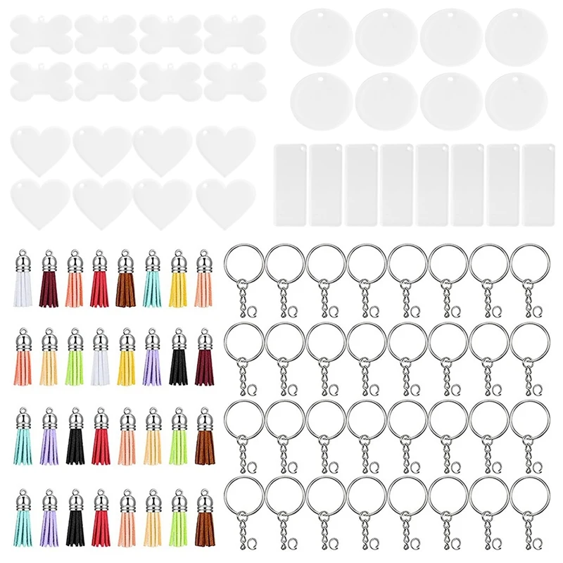 

Acrylic Keychain Blanks,For Vinyl Projects With Acrylic Blanks, Keychain Tassels,Key Rings With Chain And Jump Rings