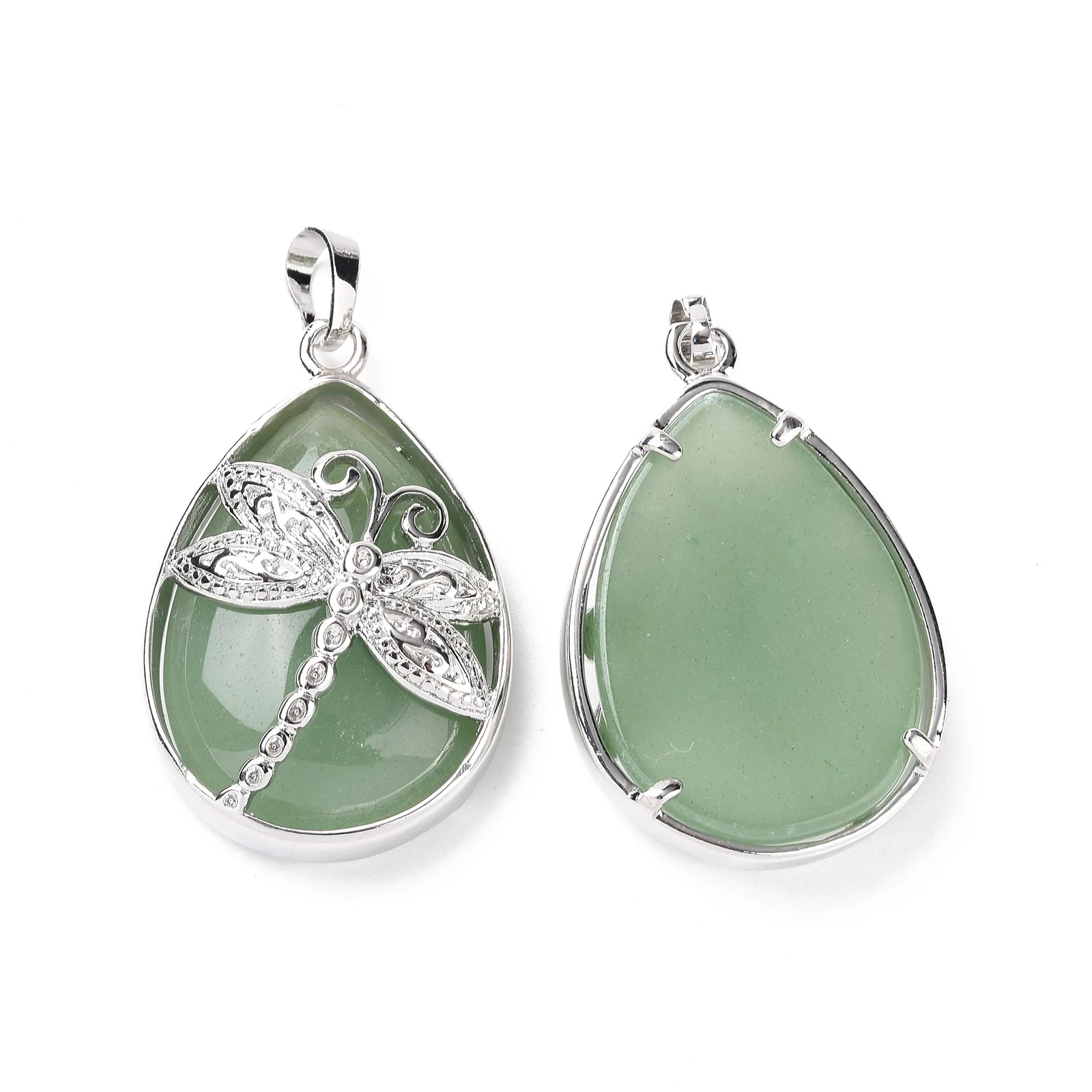 5pcs Natural Stone Synthetic Stone Pendants with Brass Findings Teardrop with Dragonfly Charms for Jewlery Making DIY Bracelet