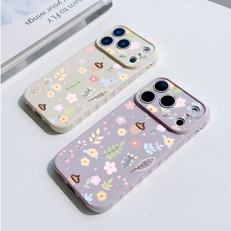 Spring Pastel Floral Shockproof Phone Case - Cute Girly Heart Design Back Cover