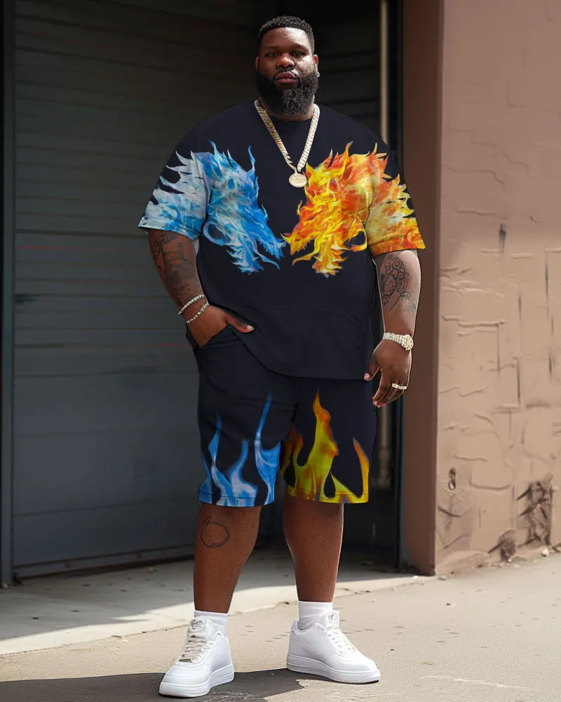 Biggmans Plus Size L-9XL Men's  Street Funny Expressions Graffiti Print Large Man Suit