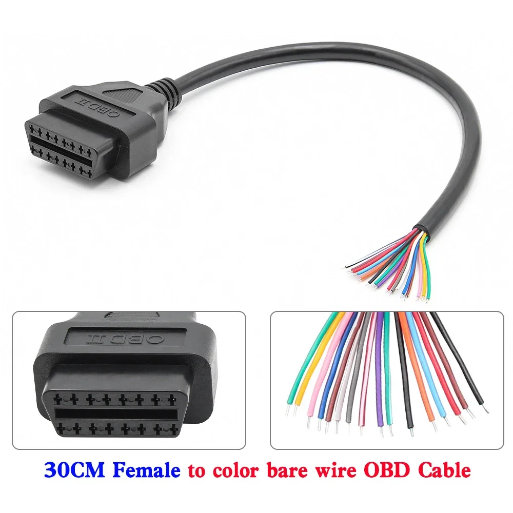 

OBD 2 16pin DIY 30cm Female to Male OBD2 Auto Extension Cable OBDII Connector Automotive Car Diagnostic auto Tool Scanner