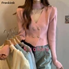Cropped Cardigan Women Formal V-neck Puff Sleeve Temperament Halter Autumn Winter Popular Chic French Style Elegant Advanced 1
