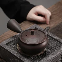 Pot à poignée latérale en poterie violette, théière Kung Fu en céramique aveugle à la main, théière simple, dispositif de préparation de thé Pu'er, ensembles de thé, théière chinoise 2