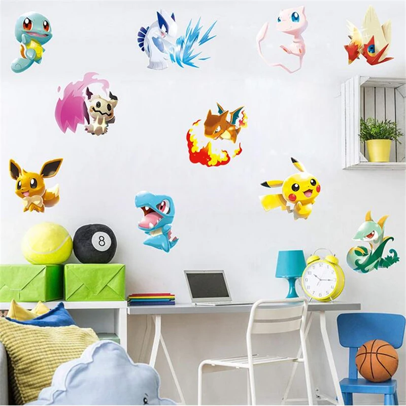 Cartoon Pikachu 3D Wall Sticker For Kids Room Living Room Bedroom