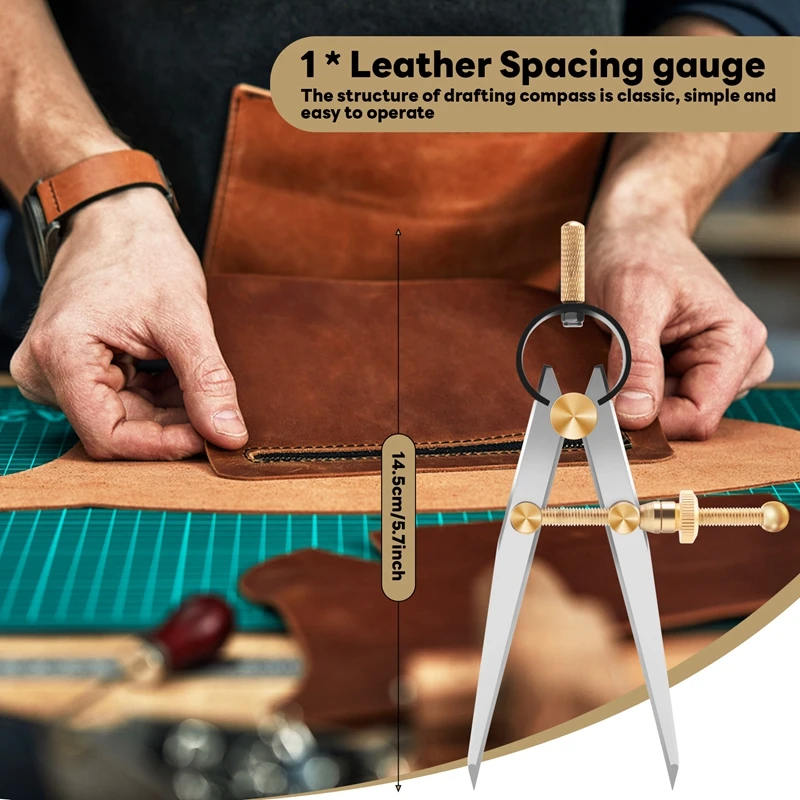 WISH Leather Craft Rotating Craft Tool Diy Wing Divider Adjustable Steel Leather Making Rotating Tool Wing Divider Spacing