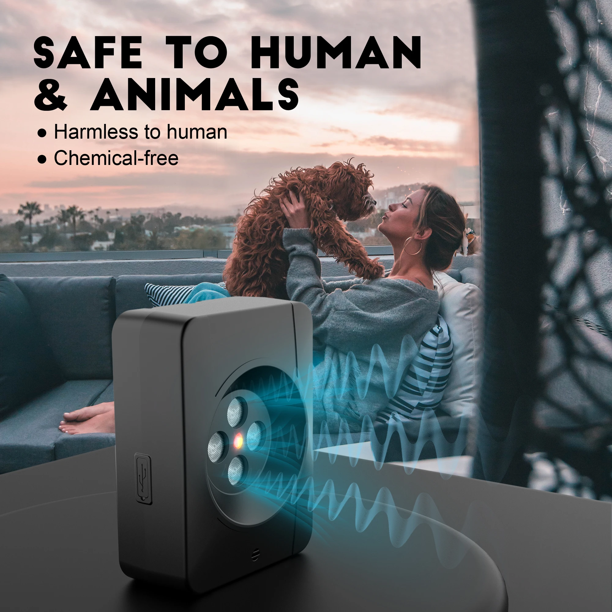 Dog Bark Deterrent Anti Barking Device 3 Modes Rechargeable Ultrasonic Safe for Dog & People